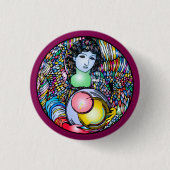 Art Nouveau Angel On Stained Glass Button (Vorderseite)
