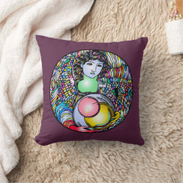 Art Nouveau Angel On Stained Glass Kissen