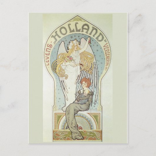Art Nouveau Angel und Mutter Postkarte (Vorderseite)