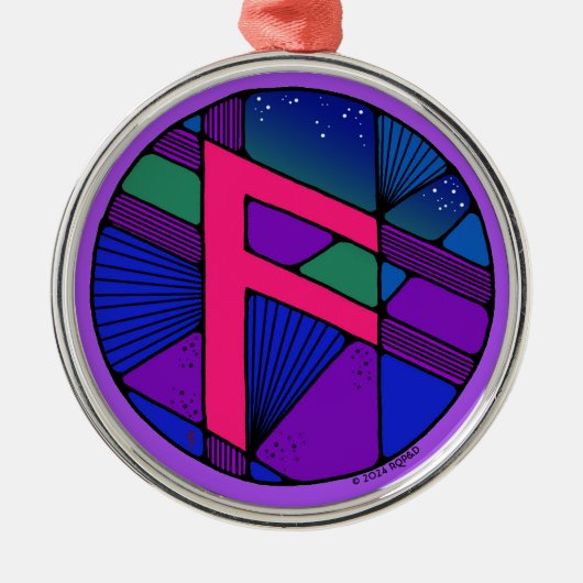 Art Nouveau Ansuz Rune of Inspiration Ornament Aus Metall (Vorne)