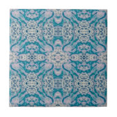 Art Nouveau Aquamarin Blue Lila Mirrored Patches Fliese (Vorderseite)