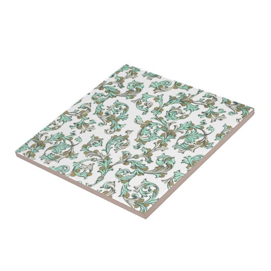 Art Nouveau Aquamarin, White, Taupe Fliese (Seite)
