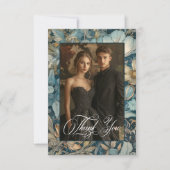 Art Nouveau Aquamarin William Morris Floral Weddin Dankeskarte (Vorderseite)