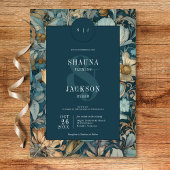 Art Nouveau Aquamarin William Morris Floral Weddin Einladung