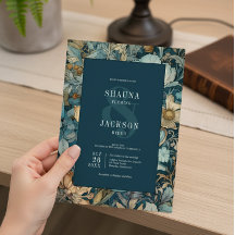 Art Nouveau Aquamarin William Morris Floral Weddin