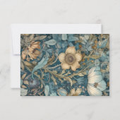 Art Nouveau Aquamarin William Morris Floral Weddin Save The Date (Rückseite)