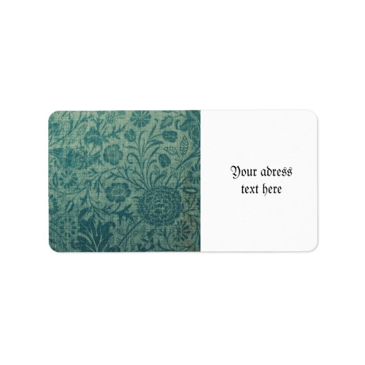 Art Nouveau,aquamarin,William Morris-Stil, floral, Adressaufkleber (Vorne)