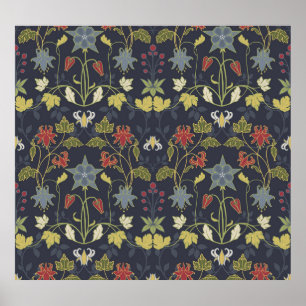 Art Nouveau Aquilegia: Dunkle Flora Poster