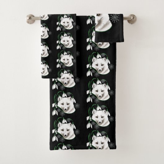 Art Nouveau Arctic White Fox Badhandtuch Set (Insitu)