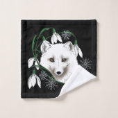 Art Nouveau Arctic White Fox Badhandtuch Set (Waschlappen)