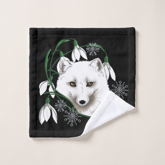 Art Nouveau Arctic White Fox Badhandtuch Set (Waschlappen)