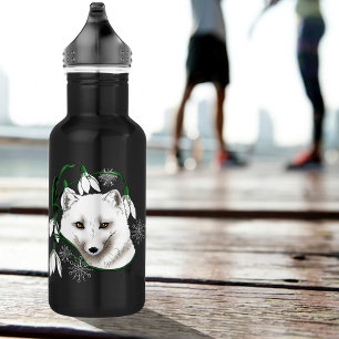 Art Nouveau Arctic White Fox Edelstahlflasche