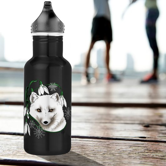 Art Nouveau Arctic White Fox Edelstahlflasche