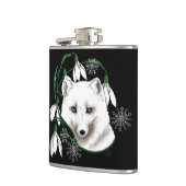 Art Nouveau Arctic White Fox Flachmann (Links)