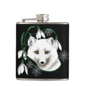 Art Nouveau Arctic White Fox Flachmann (Vorderseite)