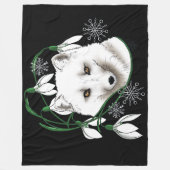 Art Nouveau Arctic White Fox Fleecedecke (Vorderseite)