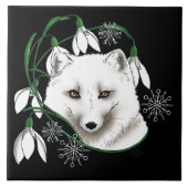 Art Nouveau Arctic White Fox Fliese (Vorderseite)