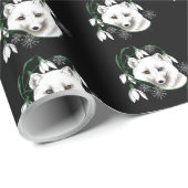 Art Nouveau Arctic White Fox Geschenkpapier (Rolleneckpunkt)