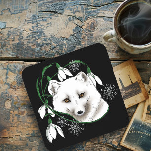 Art Nouveau Arctic White Fox Getränkeuntersetzer