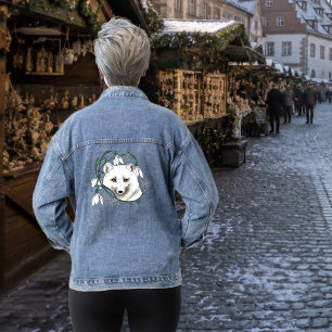 Art Nouveau Arctic White Fox Jeansjacke