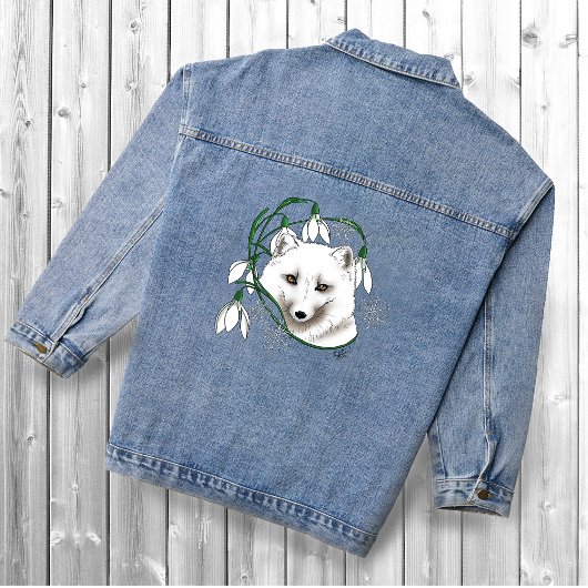 Art Nouveau Arctic White Fox Jeansjacke