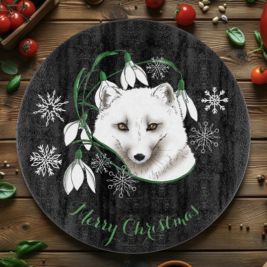 Art Nouveau Arctic White Fox Schneidebrett
