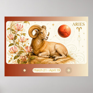 Art Nouveau Aries Zodiac-Wandkunst Poster