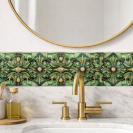 Art Nouveau / Art Deco Backsplash Gold Green Fliese
