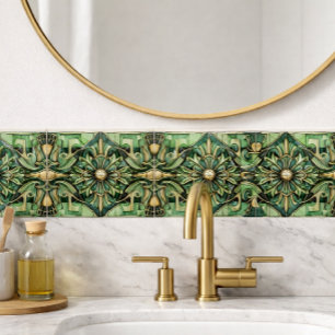 Art Nouveau / Art Deco Backsplash Gold Green Fliese