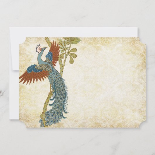 Art Nouveau Art Deco Pfau Vögel Hochzeit Einladung (Rückseite)