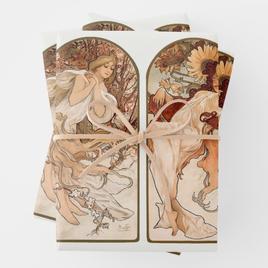 Art Nouveau, Art Deco, Saison, Deco Mucha Geschenkpapier Set (Beispiel)