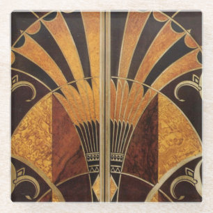 Art Nouveau,art Deko, Vintag, Mehrholzfarben, Glasuntersetzer
