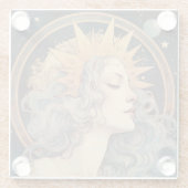 Art Nouveau Art Moon Stars Princess Glasuntersetzer (Rückseite)