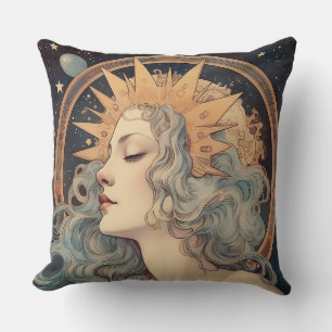 Art Nouveau Art Moon Stars Princess Kissen