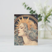 Art Nouveau Art Moon Stars Princess Postkarte (Stehend Vorderseite)