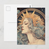 Art Nouveau Art Moon Stars Princess Postkarte (Vorne/Hinten)