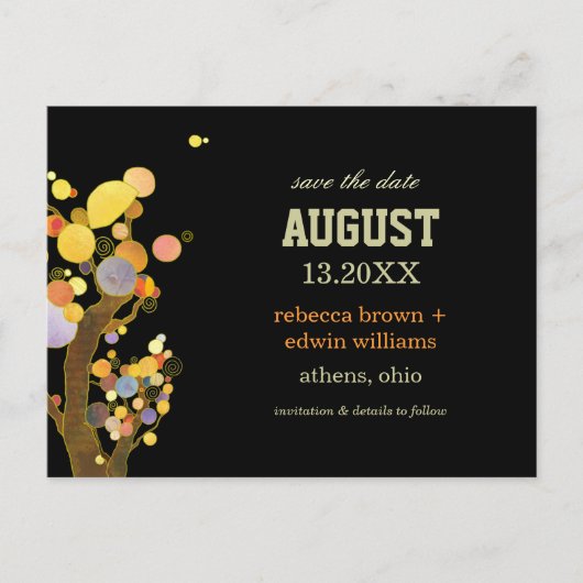 Art Nouveau Art Trees Wedding Save the Date Ankündigungspostkarte (Vorderseite)