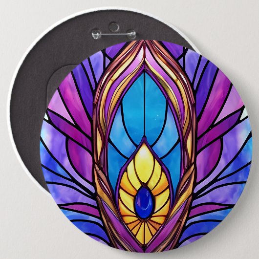 Art Nouveau Art verkleidet Glass Peacock Feather Button (Vorne & Hinten)