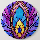 Art Nouveau Art verkleidet Glass Peacock Feather Button (Vorderseite)