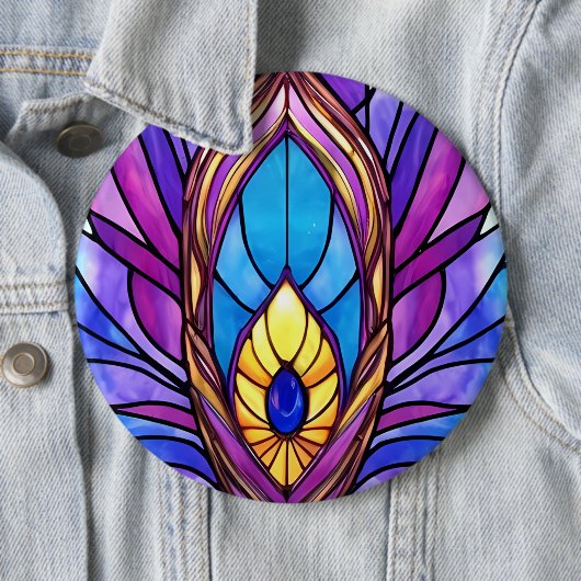 Art Nouveau Art verkleidet Glass Peacock Feather Button (Beispiel)