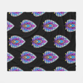 Art Nouveau Art verkleidet Glass Peacock Feather Fleecedecke (Vorderseite (Horizontal))