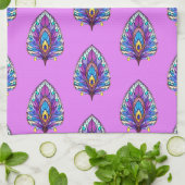 Art Nouveau Art verkleidet Glass Peacock Feather Geschirrtuch (Gefaltet)