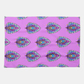 Art Nouveau Art verkleidet Glass Peacock Feather Geschirrtuch (Horizontal)