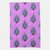 Art Nouveau Art verkleidet Glass Peacock Feather Geschirrtuch (Vertikal)