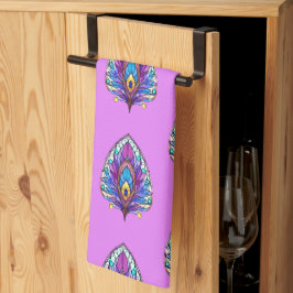 Art Nouveau Art verkleidet Glass Peacock Feather Geschirrtuch