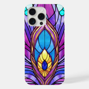 Art Nouveau Art verkleidet Glass Peacock Feather iPhone 15 Pro Max Hülle