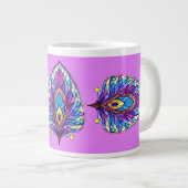 Art Nouveau Art verkleidet Glass Peacock Feather Jumbo-Tasse (Vorderseite Rechts)