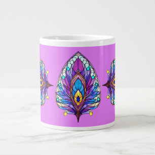 Art Nouveau Art verkleidet Glass Peacock Feather Jumbo-Tasse