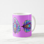 Art Nouveau Art verkleidet Glass Peacock Feather Kaffeetasse (VorderseiteRechts)