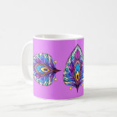 Art Nouveau Art verkleidet Glass Peacock Feather Kaffeetasse (Vorderseite Links)